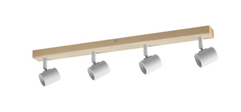 Lampa sufitowa ETNIA R4 biały mat 4xE27, naturalne drewno sosnowe