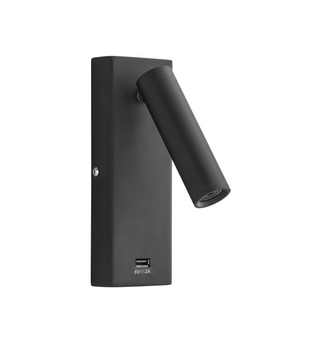 Lampa ścienna CHELSEA LED 3W czarny mat 3000K + USB