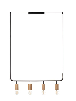 Lampa wisząca KOPA czarny mat, drewniany naturalny 4xE27 madera natural