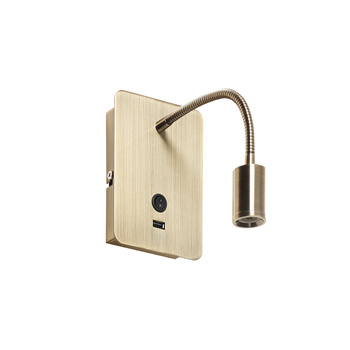 Lampa ścienna READER FLEX mosiądz antyczny + USB LED 3W 3000K