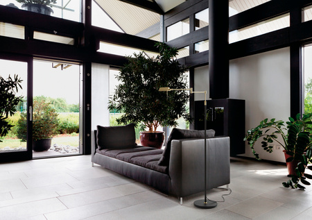 Lampa podłogowa LITE mosiądz mat, czarny mat LED 10W 3000K regulowana wysokość, ściemnialna, wychylna