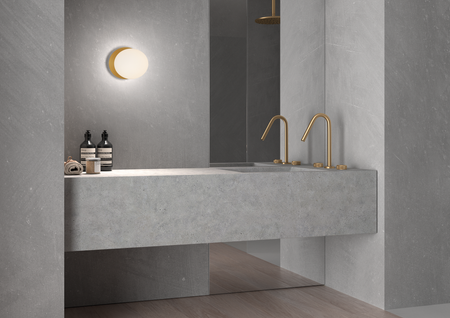 Lampa ścienna łazienkowa FLOQUET Ø160 E27 mosiądz mat IP44 szklany klosz