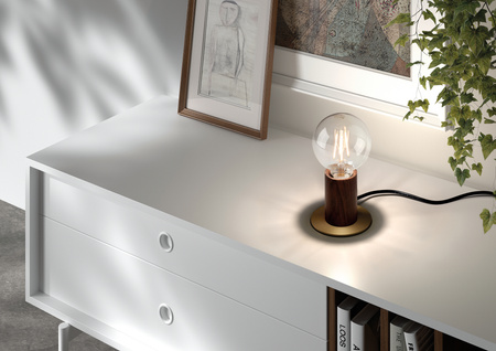 Lampa stołowa KOPA czarny mat, drewniany naturalny 1xE27