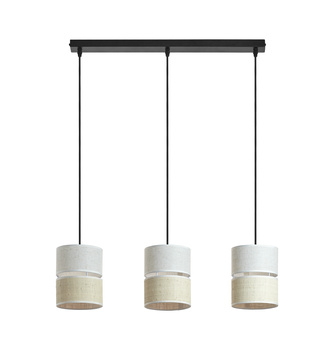 Lampa wisząca BIKIA czarny 3xE27 klosz z lnu i rafii