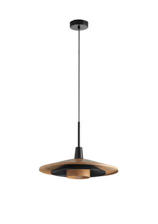 Lampa wisząca LEVEL czarny matowy, naturalny Ø40 1xE27