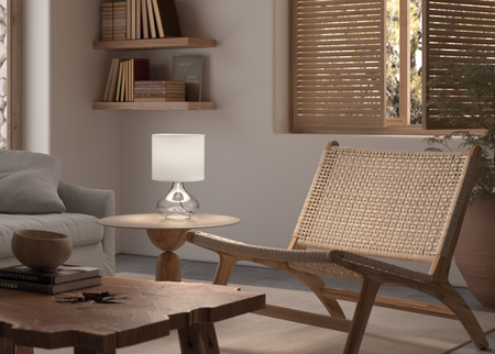 Lampa stołowa ORIANA transparentny E27 abażur biały