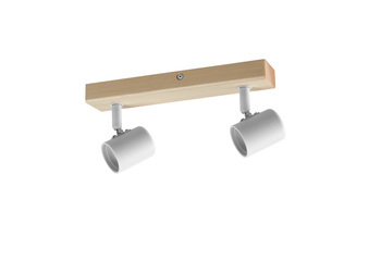 Lampa sufitowa ETNIA R2 biały mat 2xE27, naturalne drewno sosnowe