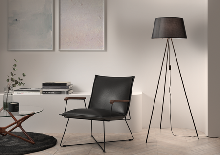 Lampa podłogowa TRIPODE czarny mat 1xE27 abażur czarny