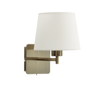 Lampa ścienna MAILAND SINGLE mosiądz antyczny 1xE27 abażur kremowy, z włącznikiem