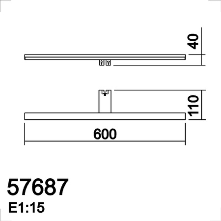 Lampa łazienkowa TIWALL KIT (uchwyt lustro/ściana/szafka) czarny mat LED 16W 600mm 3000K IP44