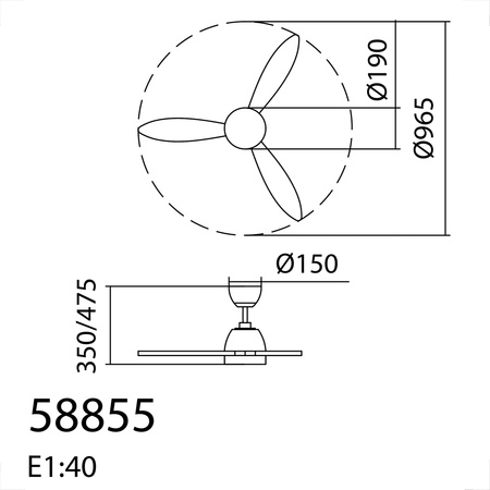 Wentylator SYDNEY XS biały, drewno Ø96 DC 18W 3A LED 24W CCT zmienna barwa