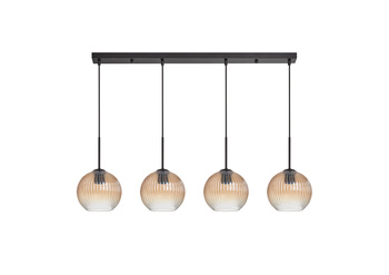 Lampa wisząca CANICA czarny, szkło bursztynowe Ø20 4xE27