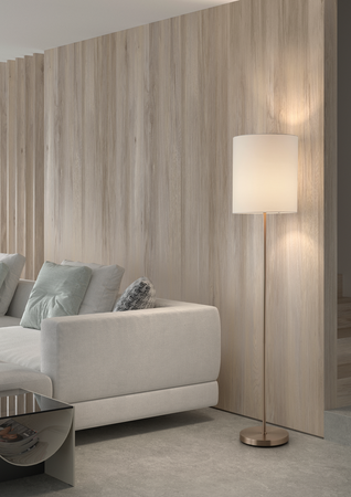 Lampa podłogowa SET mosiądz mat  1xE27 abażur biały