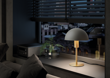 Lampa stołowa POMA mosiądz mat, czarny klosz E14