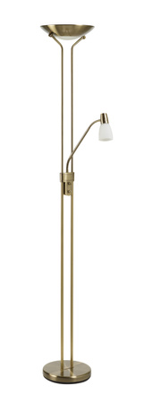 Lampa podłogowa DORÍS 2xE27+1xE14 mosiądz antyczny