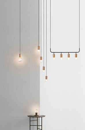 Lampa wisząca KOPA czarny mat, drewniany naturalny 1x E27