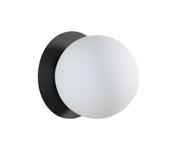 Lampa ścienna łazienkowa FLOQUET Ø160 E27 czarny mat IP44 szklany klosz