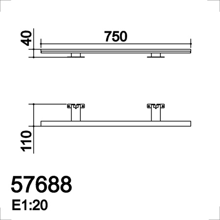 Lampa łazienkowa TIWALL KIT (uchwyt lustro/ściana/szafka) czarny mat LED 20W 750mm 4000K IP44