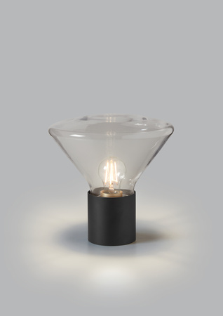 Lampa stołowa DELTA czarny mat E27 szkło transparentne