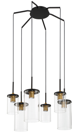 Lampa wisząca TRIEL czarny, mosiądz antyczny 6xE27