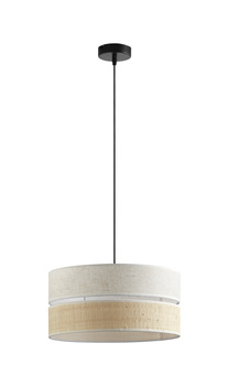 Lampa wisząca BIKIA czarny E27 klosz z lnu i rafii