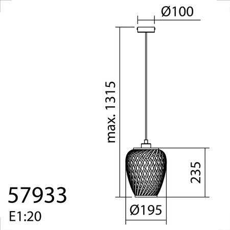 Lampa wisząca KABAS naturalny ø19,5cm 1xE27