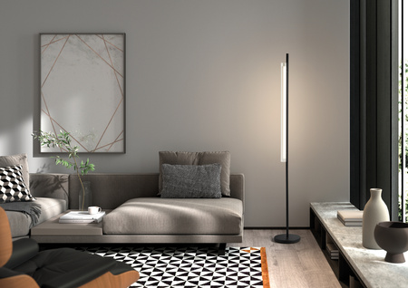 Lampa podłogowa OSLO czarny mat LED 20W 3000K szkło transparentne, ściemnialna