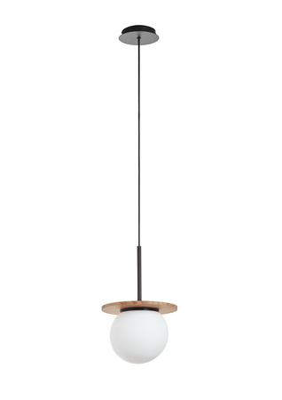 Lampa wisząca łazienkowa FLOC drewno naturalne, czarny mat Ø17 E27 IP44