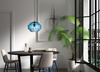 Lampa wisząca MEL XL niebieski klosz, czarny Ø40cm 1xE27