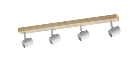 Lampa sufitowa ETNIA R4 biały mat 4xE27, naturalne drewno sosnowe