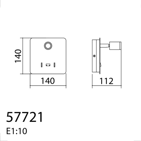 Lampa ścienna ROMEA nikiel mat LED 3W+5W 3000K + USB A, 2x włącznik