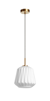 Lampa wisząca TANIA mosiądz mat Ø235 1xE27 klosz biały