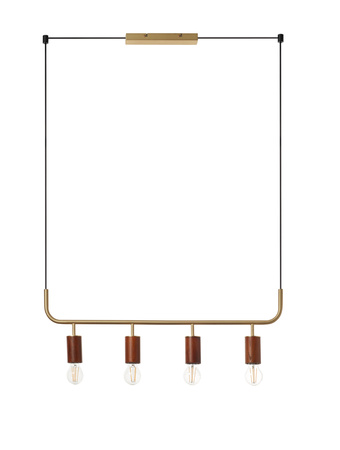Lampa wisząca KOPA mosiądz mat, orzech 4xE27