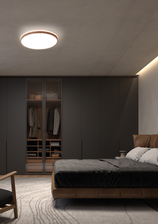 Lampa sufitowa OSONA drewniany naturalny LED 32W+8W Ø40 CCT 3000-4000-5000K (przód), tył 3000K (zmienna moc)