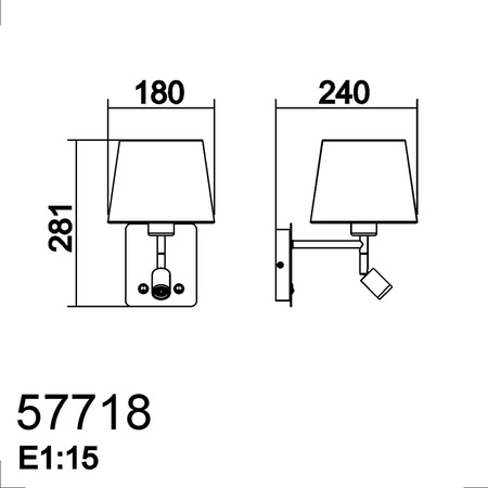 Lampa ścienna MAILAND USB chrom matowy 1xE27+LED 3W 3000K abażur biały