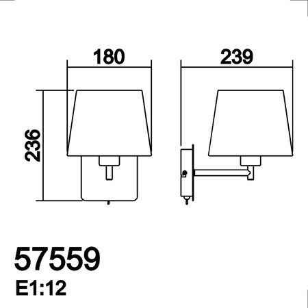 Lampa ścienna MAILAND SINGLE chrom matowy 1xE27 abażur biały, z włącznikiem