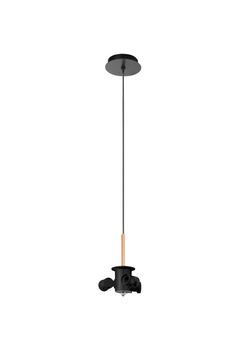 Lampa wisząca JULIETTE W czarny mat, drewniany naturalny 3xE27 (abażur zamawiany osobno)