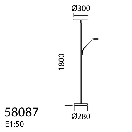 Lampa podłogowa VEGA czarny 40W+5W 3000K ściemniacz z włącznikiem