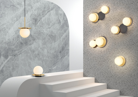 Lampa stołowa FLOC mosiądz mat 1xE27 szkło mleczne