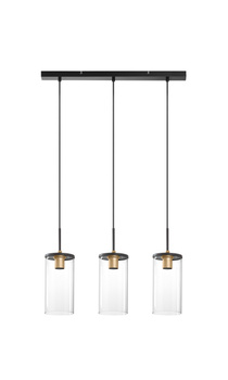 Lampa wisząca TRIEL czarny, mosiądz antyczny 3xE27