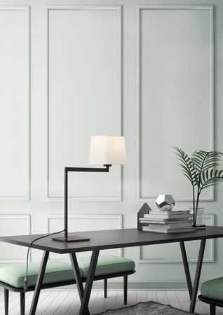 Lampa stołowa FINESS S czarny mat 1xE27 regulowana, abażur biały w komplecie