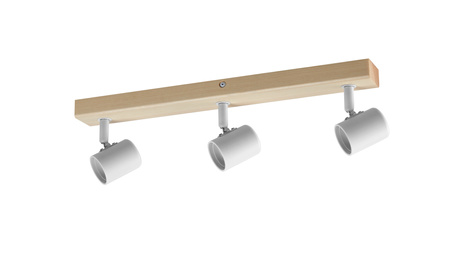Lampa sufitowa ETNIA R3 biały mat 3xE27, naturalne drewno sosnowe