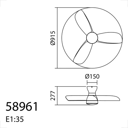 Wentylator CRETA biały Ø915 DC 30W 3A LED 24W CCT zmienna barwa, pilot