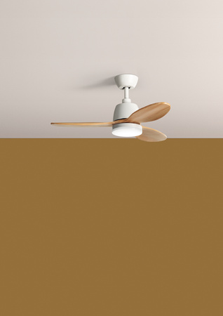 Wentylator SYDNEY XS biały, drewno Ø96 DC 18W 3A LED 24W CCT zmienna barwa