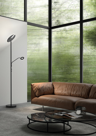 Lampa podłogowa VEGA czarny 40W+5W 3000K ściemniacz z włącznikiem