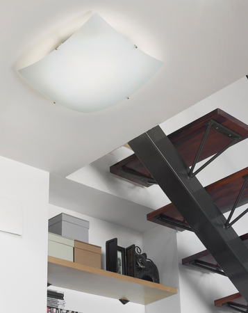 Plafon NOMI S 3xE27 40x40 chrom matowy, szkło piaskowane