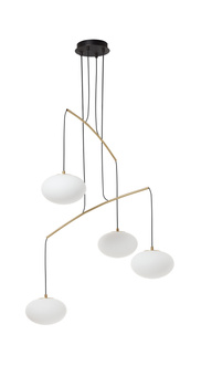 Lampa wisząca PRESS mosiądz mat 4xE27 szkło mleczne