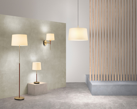 Lampa podłogowa JULIETTE czarny mat, drewno naturalne 1xE27 (abażur zamawiany osobno)