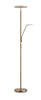 Lampa podłogowa VEGA mosiądz antyczny 40W+5W 3000K ściemniacz z włącznikiem