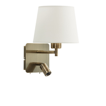 Lampa ścienna MAILAND mosiądz mat 1xE27+LED 3W 3000K abażur kremowy